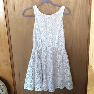 Blush and white lace dress